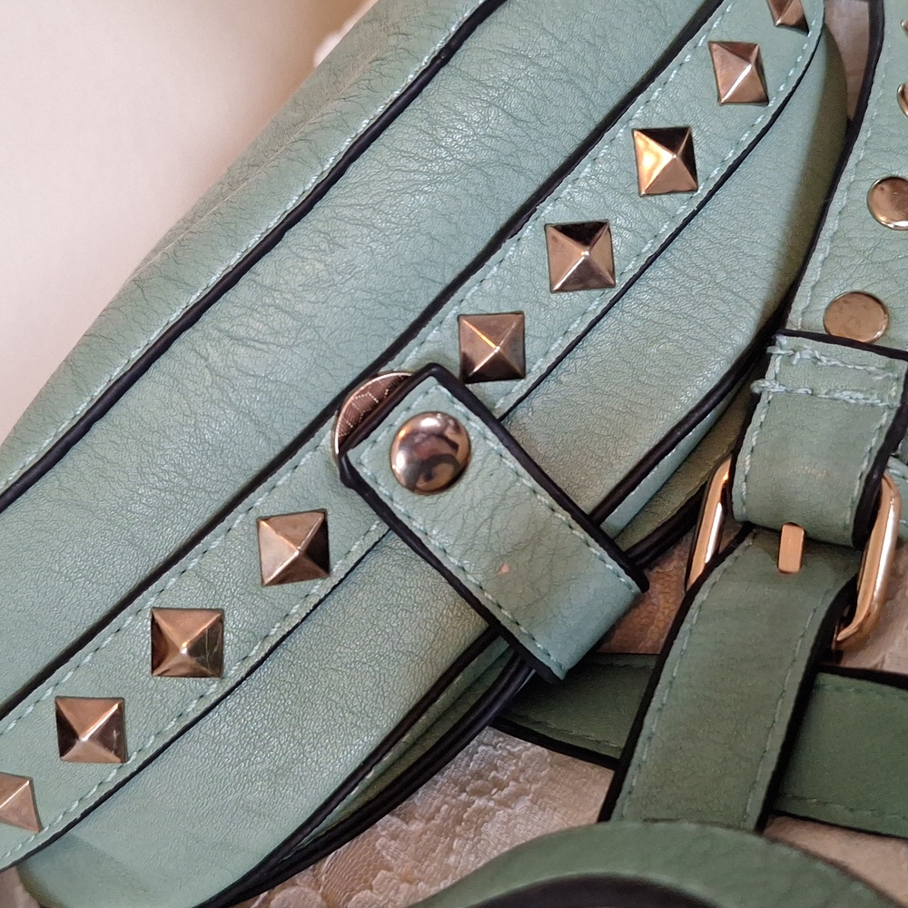 Silk Sparrow Studded   Crossbody Purse Sea Green - Picture 7 of 13